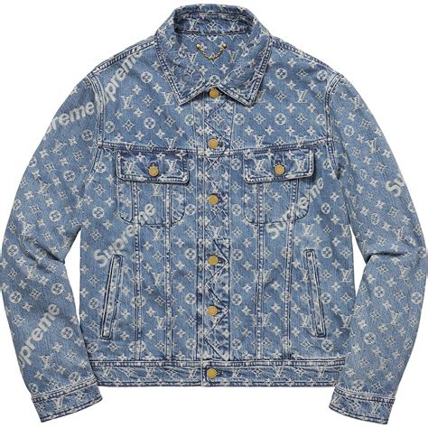 lv supreme denim jacket|supreme louis vuitton trucker jacket.